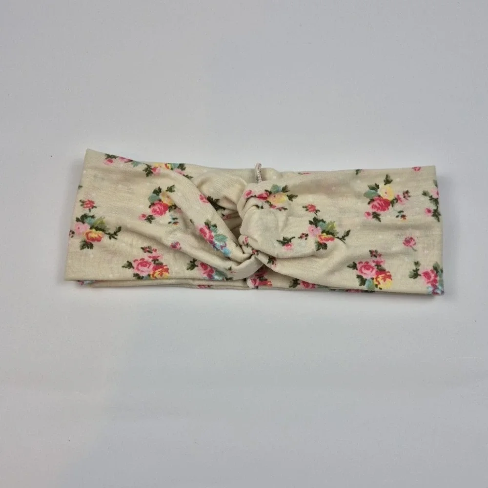 2 Pack Floral Twist Headband Hair‎ Wrap Stretch Buttons for Face Mask Nursing